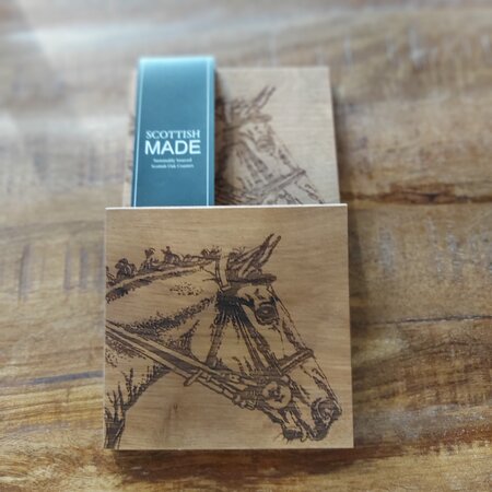 2 Horse Oak Coasters