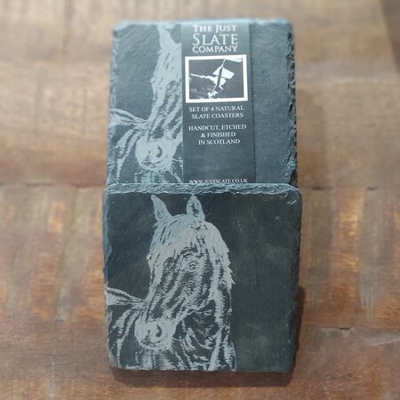 4 Slate Coasters Horse