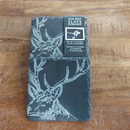 4 Slate Coasters Stag