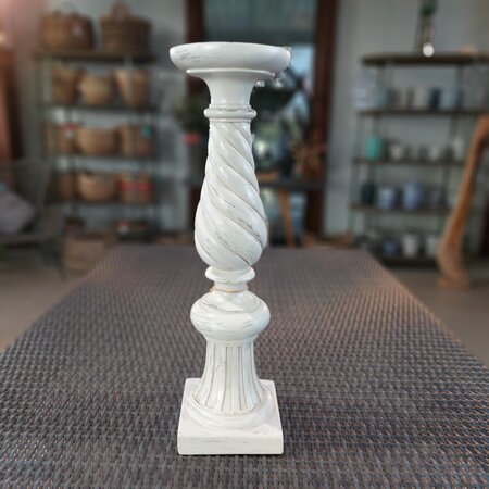 Antique White Twist Candle Stick - image 1