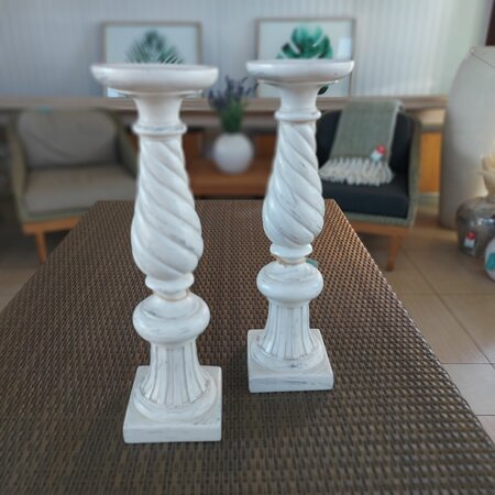 Antique White Twist Candle Stick - image 2