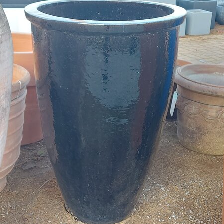 Black Glazed Ceramic Urn 61X90cm