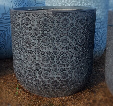 Patterned Outdoor Pot Flower Dk-Gr