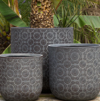 Patterned Outdoor Pot Flower Dk-Gr