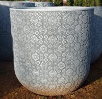Patterned Outdoor Pot Flower Wt-Gre