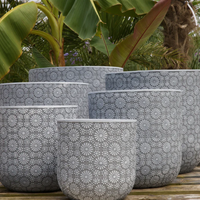 Patterned Outdoor Pot Flower Wt-Gre