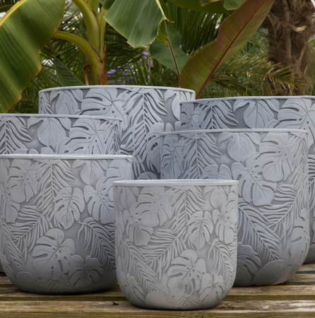 Patterned Outdoor Pot Tropical D45